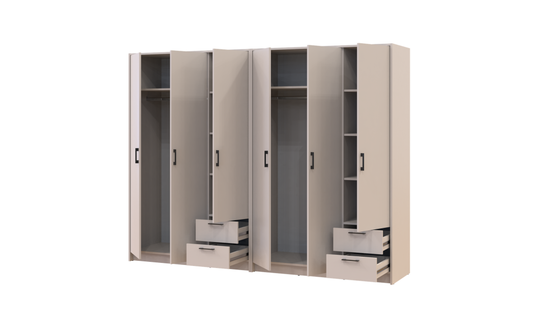 Kleiderschrank Doros Rondi Kaschmir 3+3 Türen 242x52x195 (42005622)
