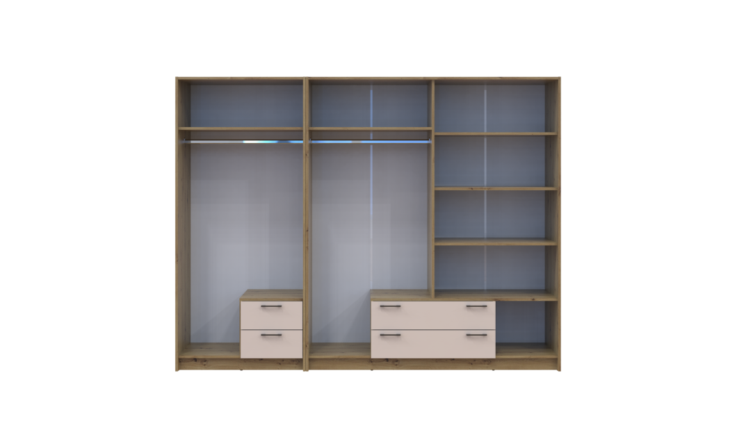 Kleiderschrank Doros Rondi Artisan Eiche/Kaschmir 2+4 Türen 242x52x195 (42005656)