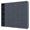 Kleiderschrank Doros Gelar Graphitgrau 2+3 Türen mit offenem Regal 231,9x49,5x203,4 (42005057)