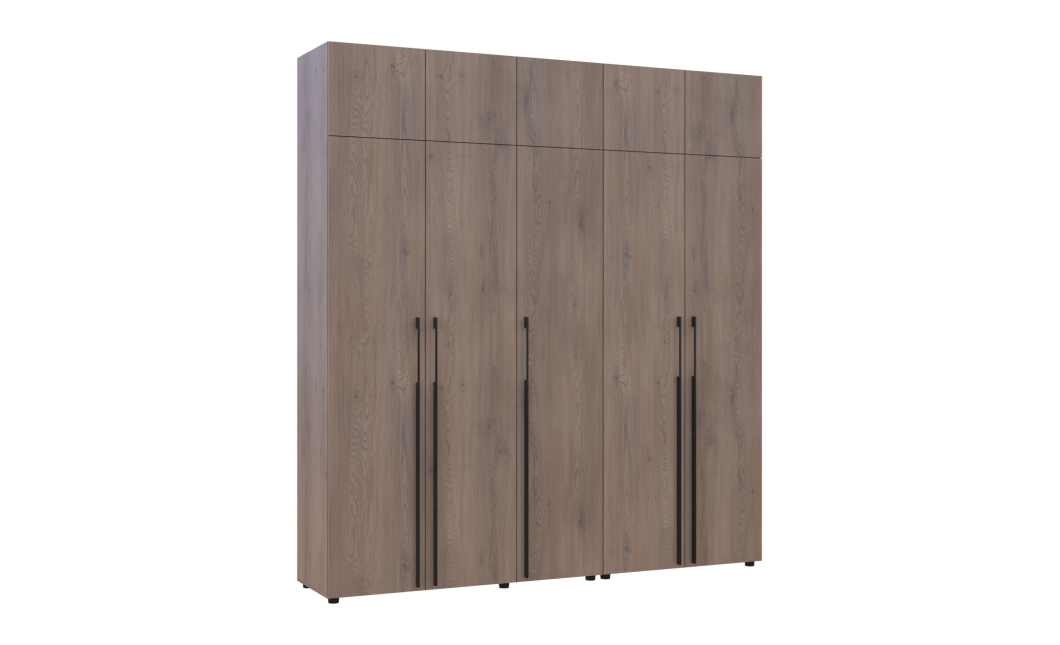 Kleiderschrank mit Schubladen, Regalen und Aufsatz Doros Kasper Cremona Cannolo 2+3 Türen 225x48x245 (42005557)