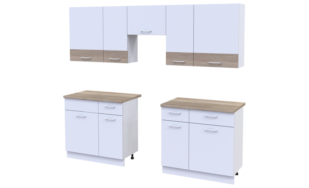 Küche Doros Leia 260x60x250 Weiß / Sonoma Eiche (81000009)
