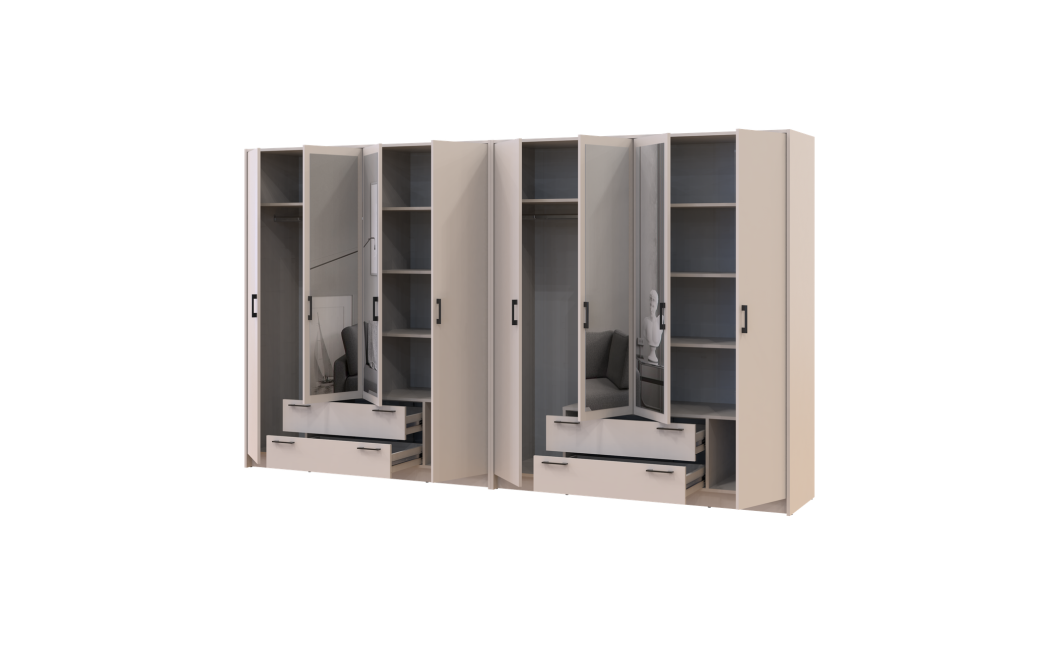 Kleiderschrank mit Spiegel Doros Rondi Kaschmir 4+4 Türen 320x52x195 (42005627)