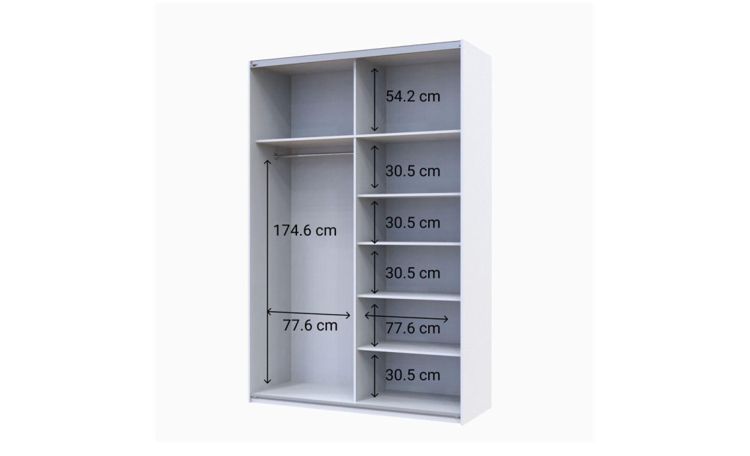 Kleiderschrank Doros G-Caiser Schiebetüren Weiß mit Spiegel 160x60x240 (42002102)