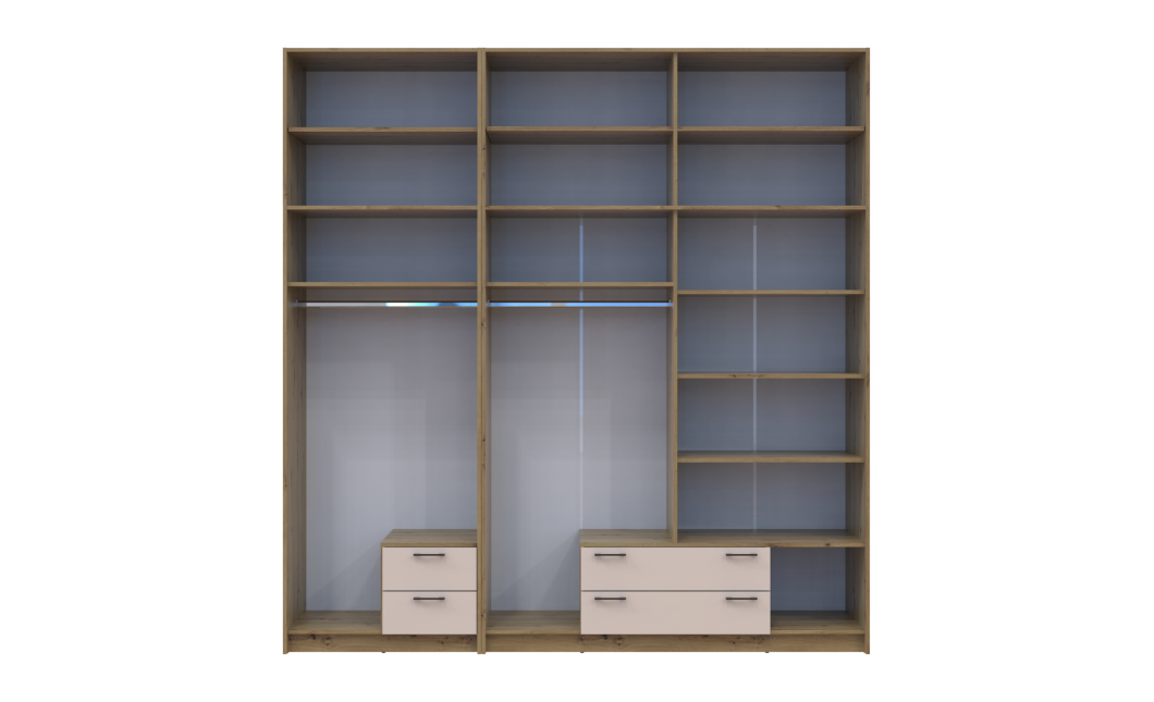Kleiderschrank mit Spiegel und hohem Aufsatz Doros Rondi Artisan Eiche/Kaschmir 2+4 Türen 242x52x260 (42005681)