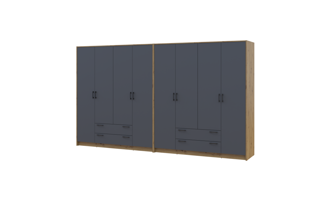Kleiderschrank Doros Rondi Artisan Eiche/Graphit 4+4 Türen 320x52x195 (42005698)