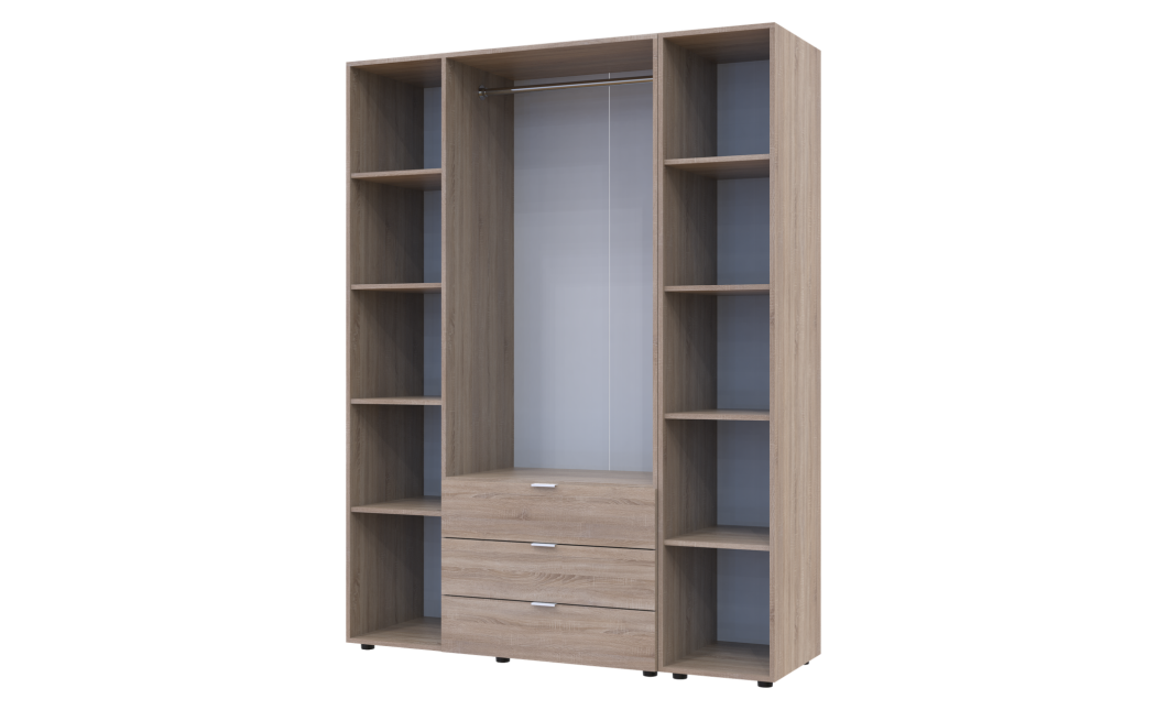 Kleiderschrank Doros Gelar Sonoma Eiche 3 Türen mit offenem Regal 154,4x49,5x203,4 (42005042)