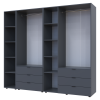 Kleiderschrank Doros Gelar Graphitgrau 2+3 Türen mit offenem Regal 231,9x49,5x203,4 (42005057)