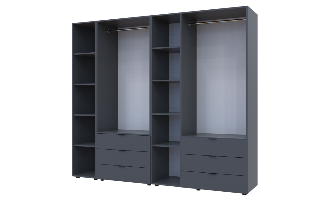 Kleiderschrank Doros Gelar Graphitgrau 2+3 Türen mit offenem Regal 231,9x49,5x203,4 (42005057)