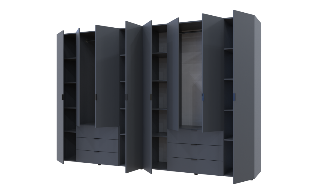 Kleiderschrank Doros Gelar Set mit Drehtüren Graphitgrau 4+4 Türen 310x49,5x203,4 (42002130)