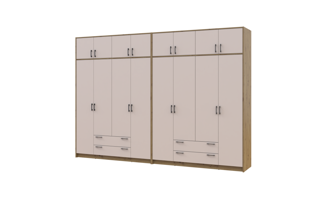 Kleiderschrank mit Aufsatz Doros Rondi Artisan Eiche/Kaschmir 4+4 Türen 320x52x236 (42005674)