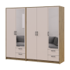 Kleiderschrank mit Spiegel Doros Rondi Artisan Eiche/Kaschmir 2+3 Türen 203x52x195 (42005655)