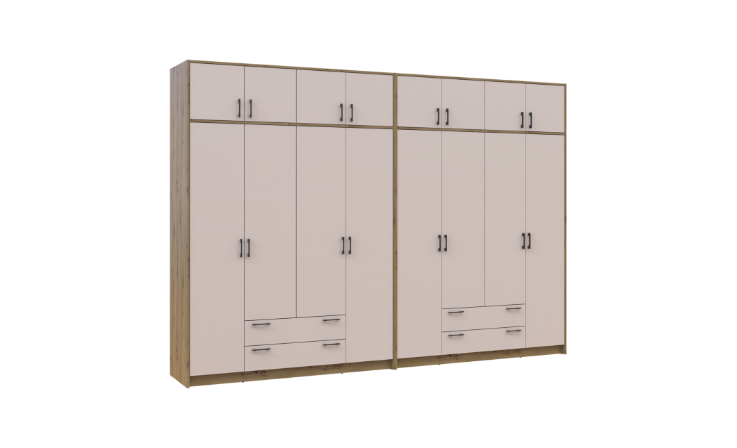 Kleiderschrank mit Aufsatz Doros Rondi Artisan Eiche/Kaschmir 4+4 Türen 320x52x236 (42005674)
