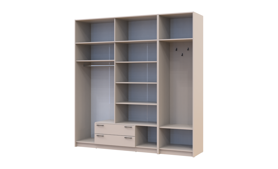 Drehtürenschrank Doros Rondi mit Kleiderstange und Oberschrank Kaschmir 4 Türen 220x52x236 (42005396)