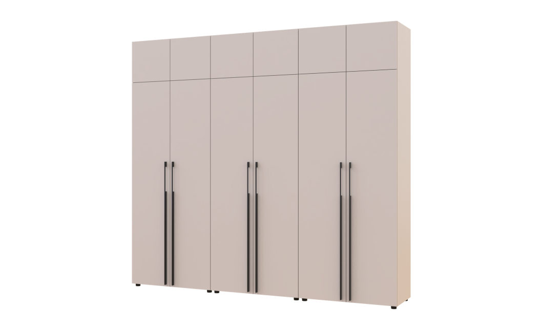 Kleiderschrank mit Schubladen, Regalen und Aufsatz Doros Kasper Kaschmir 2+2+2 Türen 270x48x245 (42005732)
