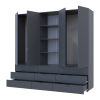 Kleiderschrank Doros Gelar Graphitgrau 2+2 Türen Säulenschrank 215x49,5x203,4 (42005171)