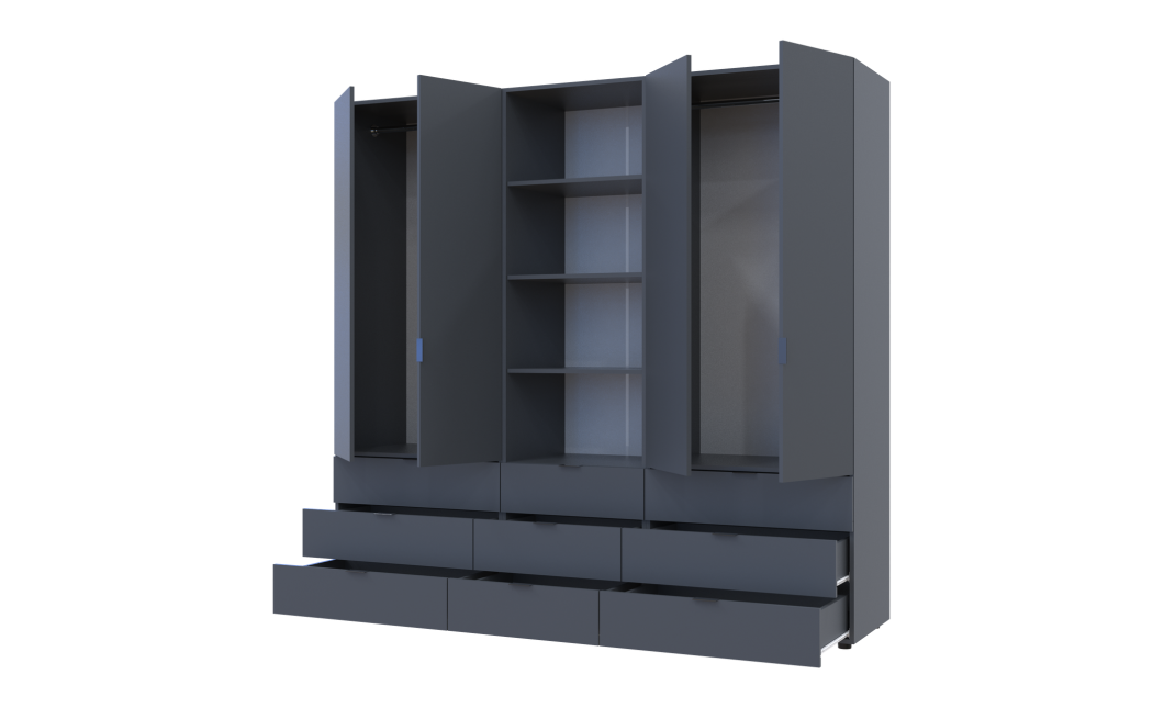 Kleiderschrank Doros Gelar Graphitgrau 2+2 Türen Säulenschrank 215x49,5x203,4 (42005171)