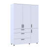 Kleiderschrank Doros Thorn Weiß 3 Türen 3 Schubladen Kleiderstange 135x51,6x200 (44900485)