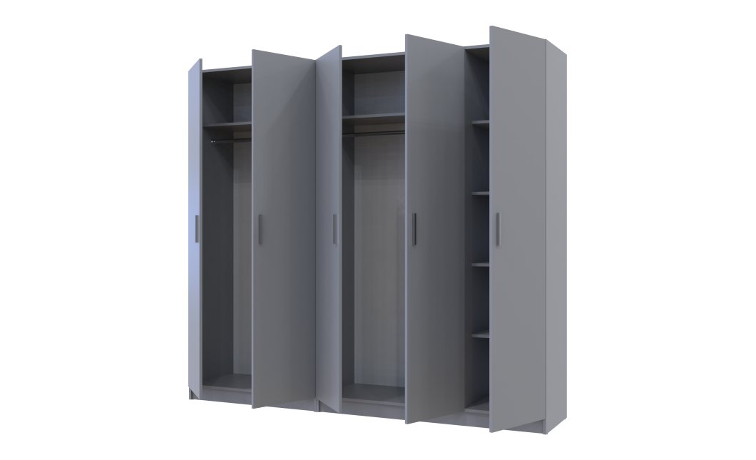 Kleiderschrank-Set Doros Promo Grau 2+3 Türen 225x48x204 (80737767)
