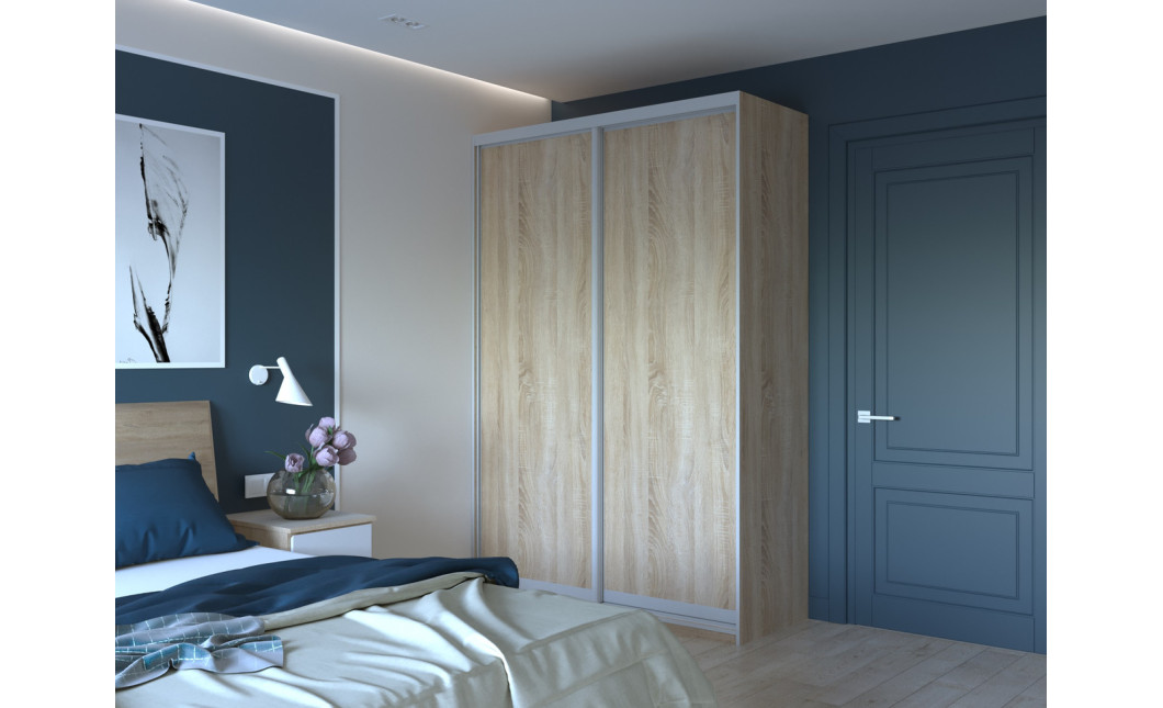 Kleiderschrank Doros City Light Schiebetüren Sonoma Eiche 2 Türen 150x60x225 (42002012)