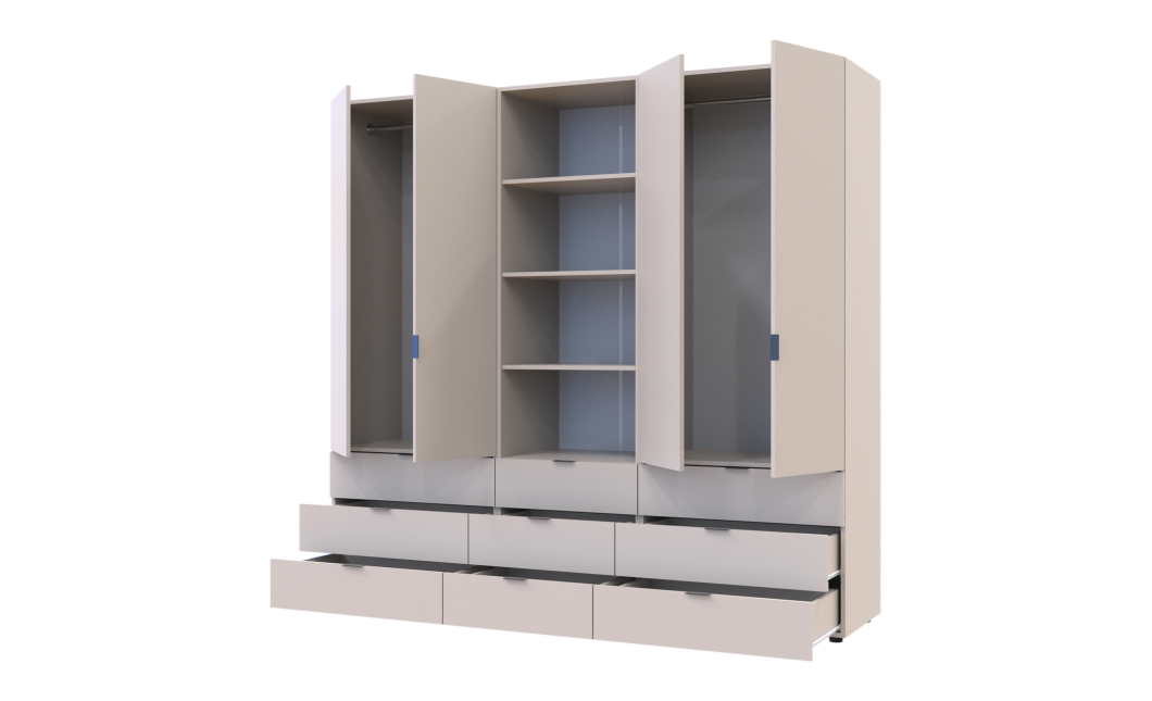 Kleiderschrank Doros Gelar Kaschmir 2+2 Türen Säulenschrank 215x49,5x203,4 (42005177)