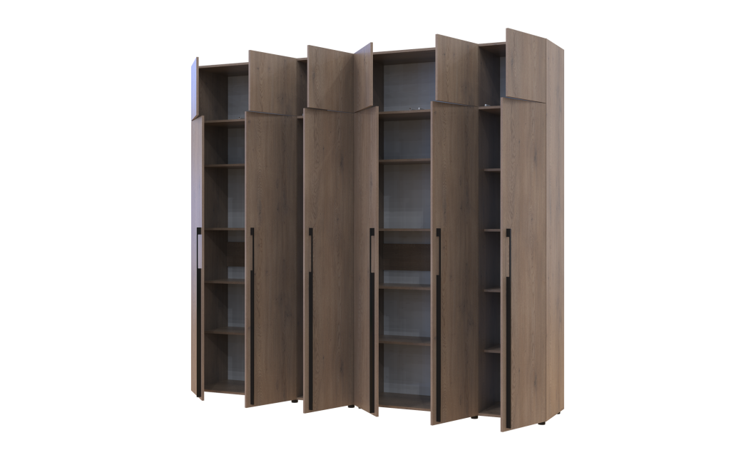 Kleiderschrank mit Regalen und Aufsatz Doros Kasper Cremona Cannolo 3+3 Türen 270x48x245 (42005577)