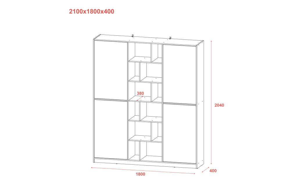 Kleiderschrank Doros Morgan Weiß 2 Türen 180x38,5x210 (42001246)