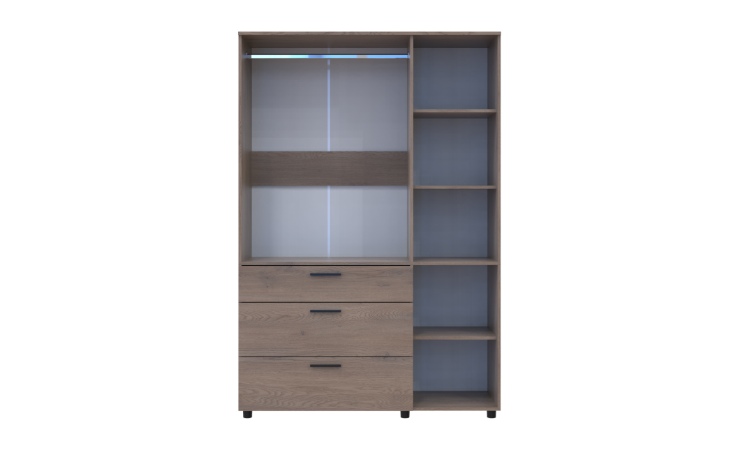 Kleiderschrank Doros Thorn Cremona Cannolo 3 Türen 3 Schubladen Kleiderstange 135x51,6x200 (44900477)