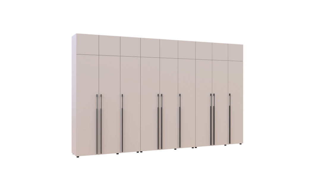 Kleiderschrank mit Schubladen, Regalen und Aufsatz Doros Kasper Kaschmir 3+3+3 Türen 405x48x245 (42005736)