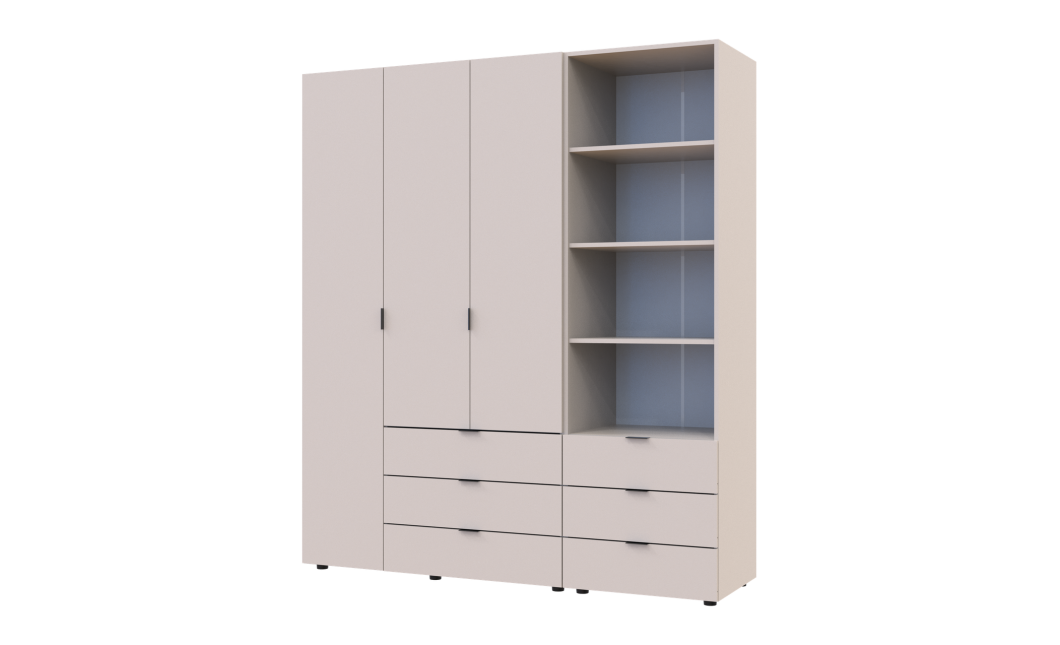 Kleiderschrank Doros Gelar Kaschmir 3 Türen Säulenschrank 176,2x49,5x203,4 (42005175)