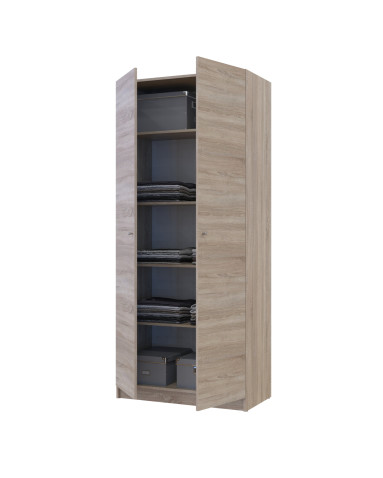 Kleiderschrank Doros Promo mit Drehtüren Sonoma Eiche mit Böden 2 Türen 90x48x204 (42005098)