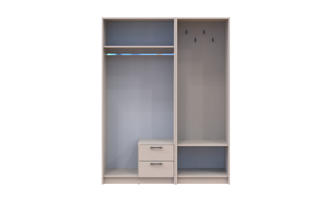 Drehtürenschrank Doros Rondi mit Kleiderstange und Spiegel Kaschmir 2 Türen 142x52x195 (42005400)