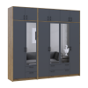 Kleiderschrank mit Spiegel und Aufsatz Doros Rondi Artisan Eiche/Graphit 2+4 Türen 242x52x236 (42005705)