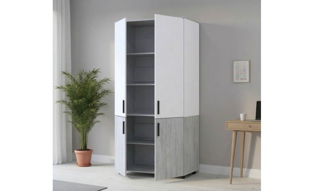 Kleiderschrank Doros Thorn Natti Kiefer/Weiß 2 Türen Böden 90x51,6x200 (44900460)