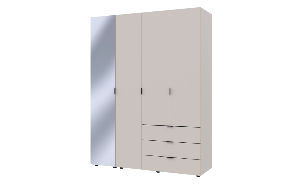 Kleiderschrank Doros Gelar Kaschmir 3 Türen mit Spiegel 155x49,5x203,4 (80737657)