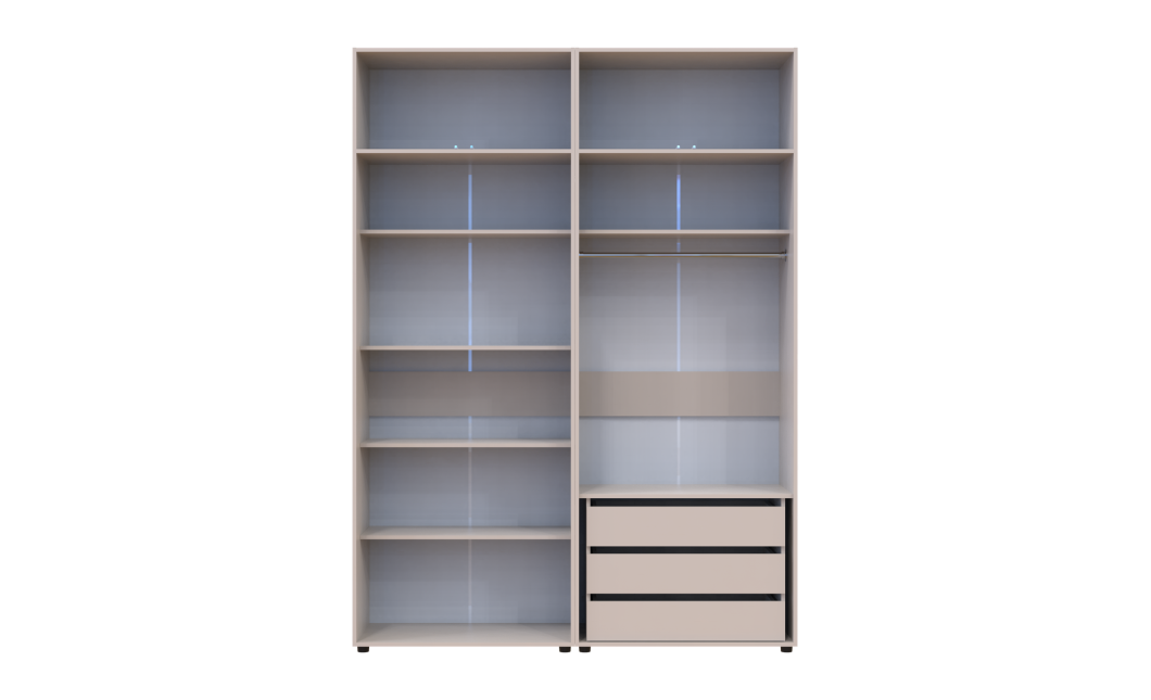 Kleiderschrank mit Schubladen, Regalen und Aufsatz Doros Kasper Kaschmir 2+2 Türen 180x48x245 (42005544)