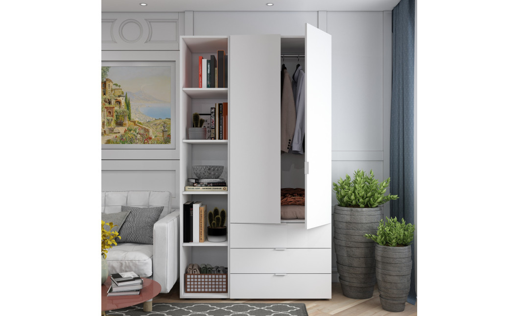 Kleiderschrank Doros Gelar Weiß 2 Türen mit offenem Regal 115,7x49,5x203,4 (42005029)