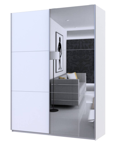 Kleiderschrank Doros G-Caiser Schiebetüren Weiß mit Spiegel 180x60x240 (42005028)