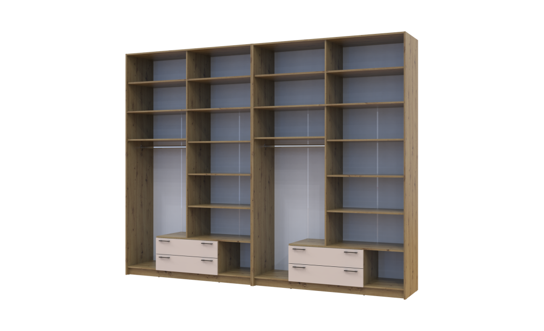 Kleiderschrank mit Spiegel und hohem Aufsatz Doros Rondi Artisan Eiche/Kaschmir 4+4 Türen 320x52x260 (42005687)