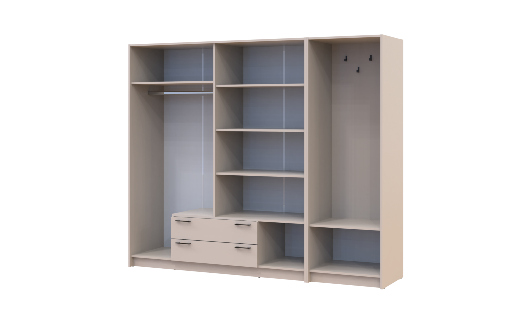 Drehtürenschrank Doros Rondi mit Kleiderstange und Spiegel Kaschmir 4 Türen 220x52x195 (42005402)