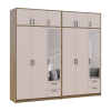 Kleiderschrank mit Spiegel und Aufsatz Doros Rondi Artisan Eiche/Kaschmir 3+3 Türen 242x52x236 (42005671)
