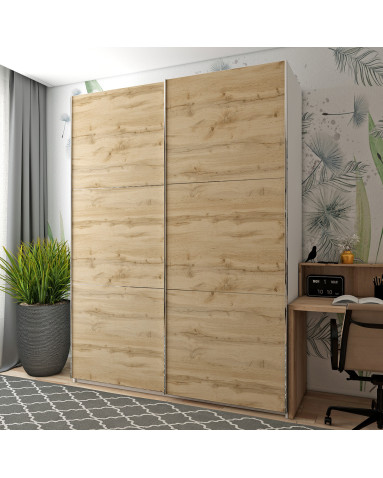 Kleiderschrank Doros G-Caiser Schiebetüren Weiß Ewok Eiche 2 Türen 180x60x240 (42005020)