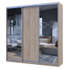 Kleiderschrank Doros City Light Schiebetüren Sonoma Eiche mit Spiegel 225x60x225 (42002136)