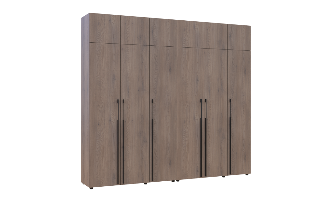 Kleiderschrank mit Regalen und Aufsatz Doros Kasper Cremona Cannolo 3+3 Türen 270x48x245 (42005577)