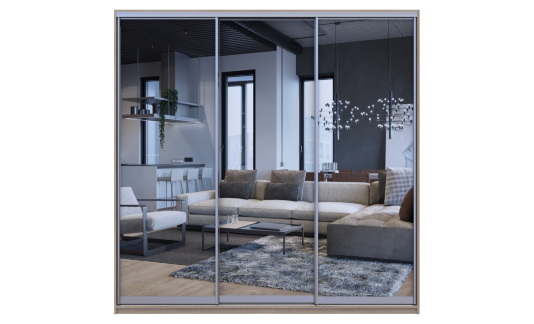 Kleiderschrank Doros City Light Schiebetüren Sonoma Eiche mit Spiegel 225x60x225 (42002138)