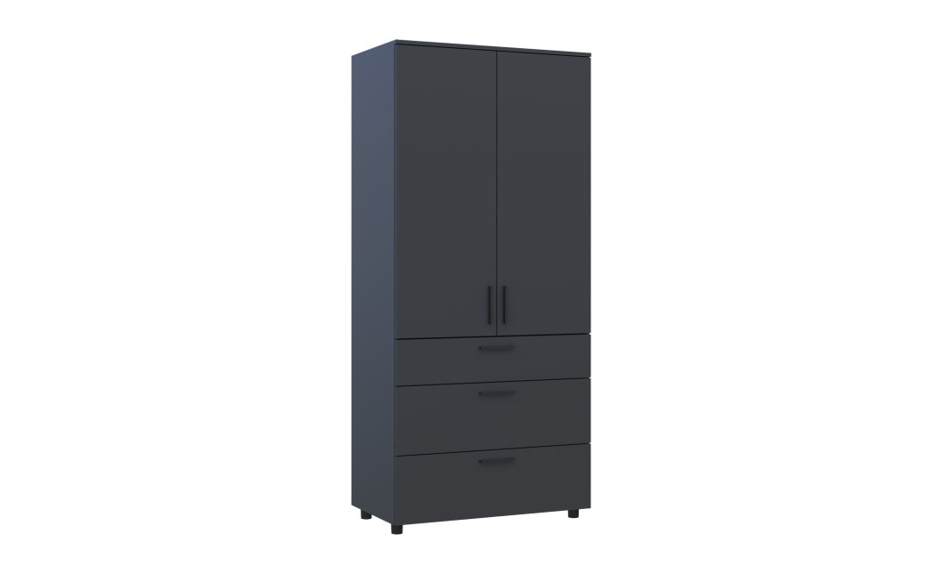 Kleiderschrank Doros Thorn Anthrazit 2 Türen 3 Schubladen Böden 90x51,6x200 (44900446)