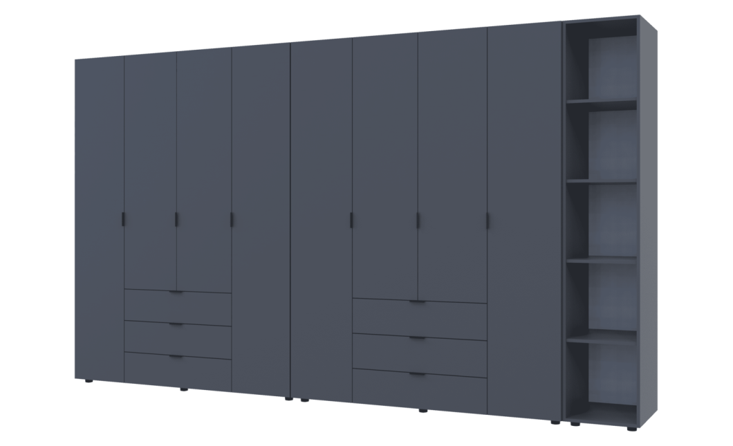 Kleiderschrank Doros Gelar Graphitgrau 4+4 Türen mit offenem Regal 348,2x49,5x203,4 (42005065)
