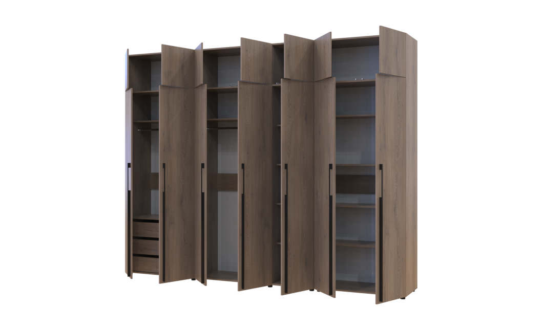 Kleiderschrank mit Schubladen, Regalen und Aufsatz Doros Kasper Cremona Cannolo 2+3+2 Türen 315x48x245 (42005741)