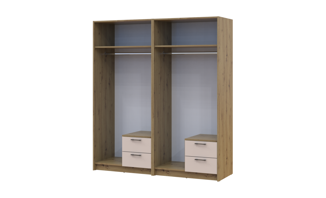 Kleiderschrank mit Spiegel Doros Rondi Artisan Eiche/Kaschmir 2+2 Türen 164x52x195 (42005653)