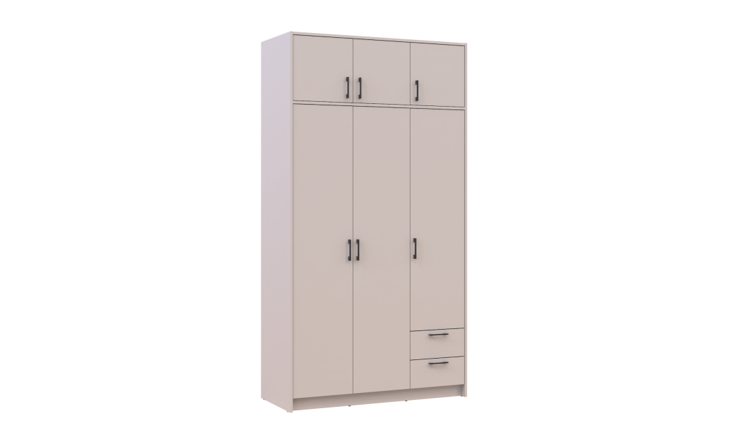 Kleiderschrank Doros Rondi mit Drehtüren mit Oberschrank Kaschmir 3 Türen 121x52x236 (80738474)