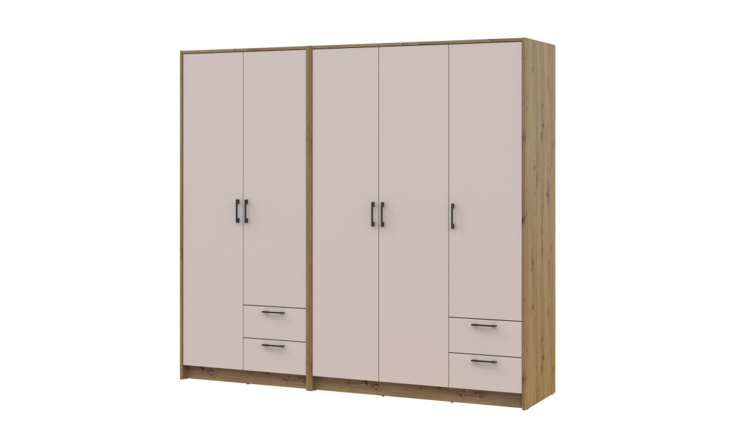 Kleiderschrank Doros Rondi Artisan Eiche/Kaschmir 2+3 Türen 203x52x195 (42005654)
